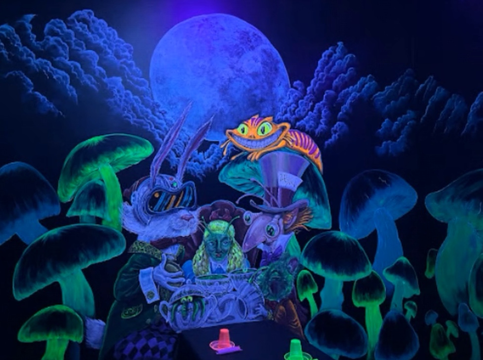 Alice in Wonderland Blacklight Mural