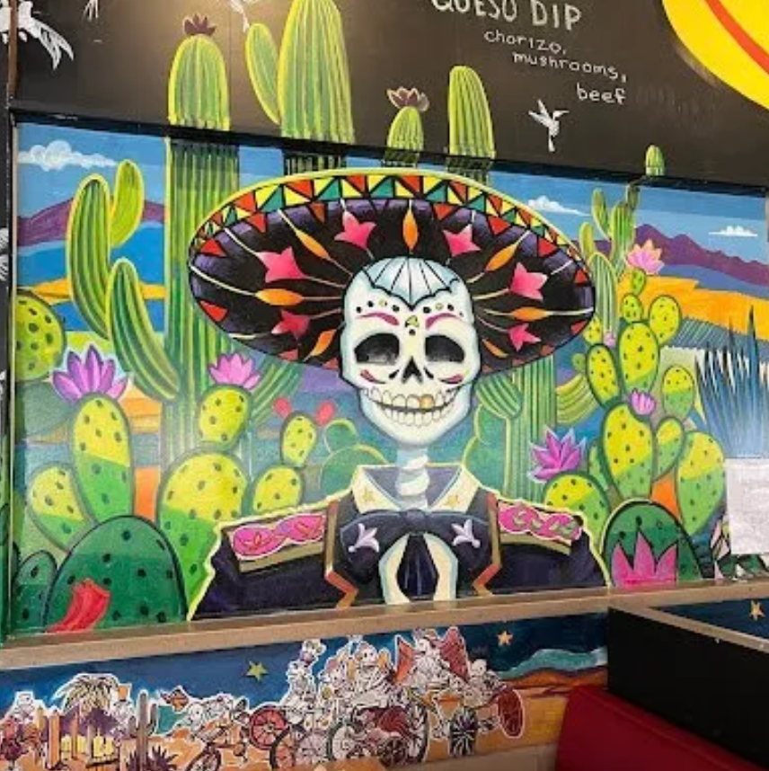 ⁣Day of the Dead Cacti Mural