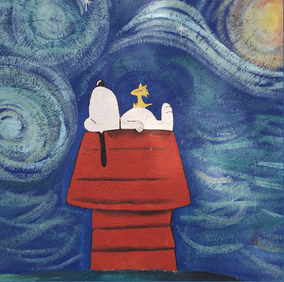 Snoopy bajo la Noche Estrellada