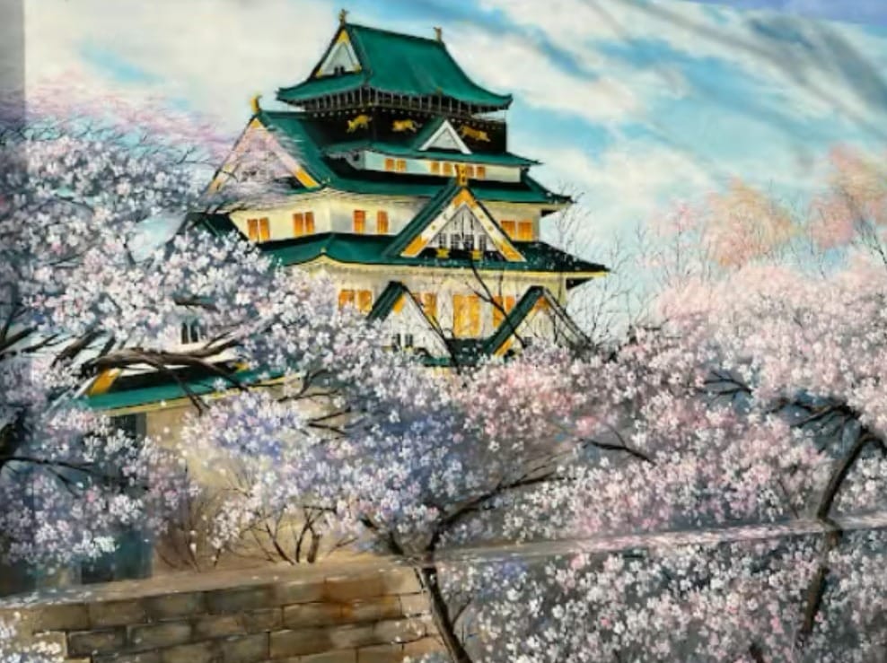 Japanese castle with Sakura