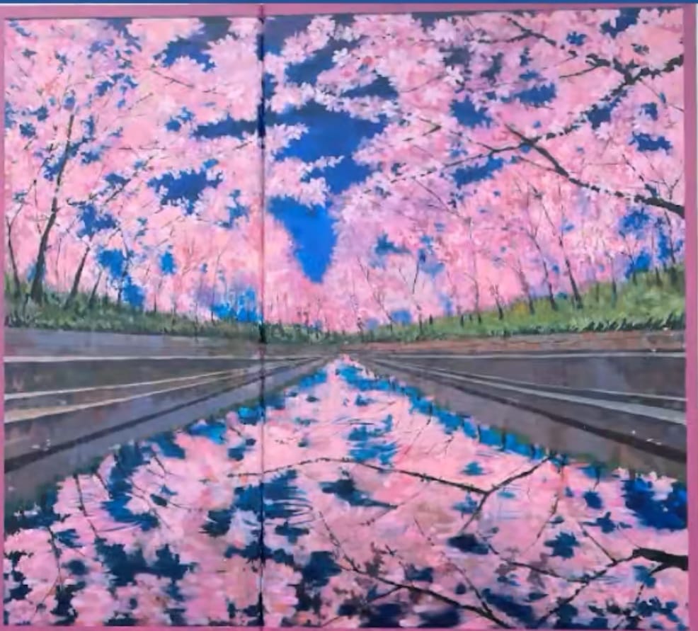 桜が映える川