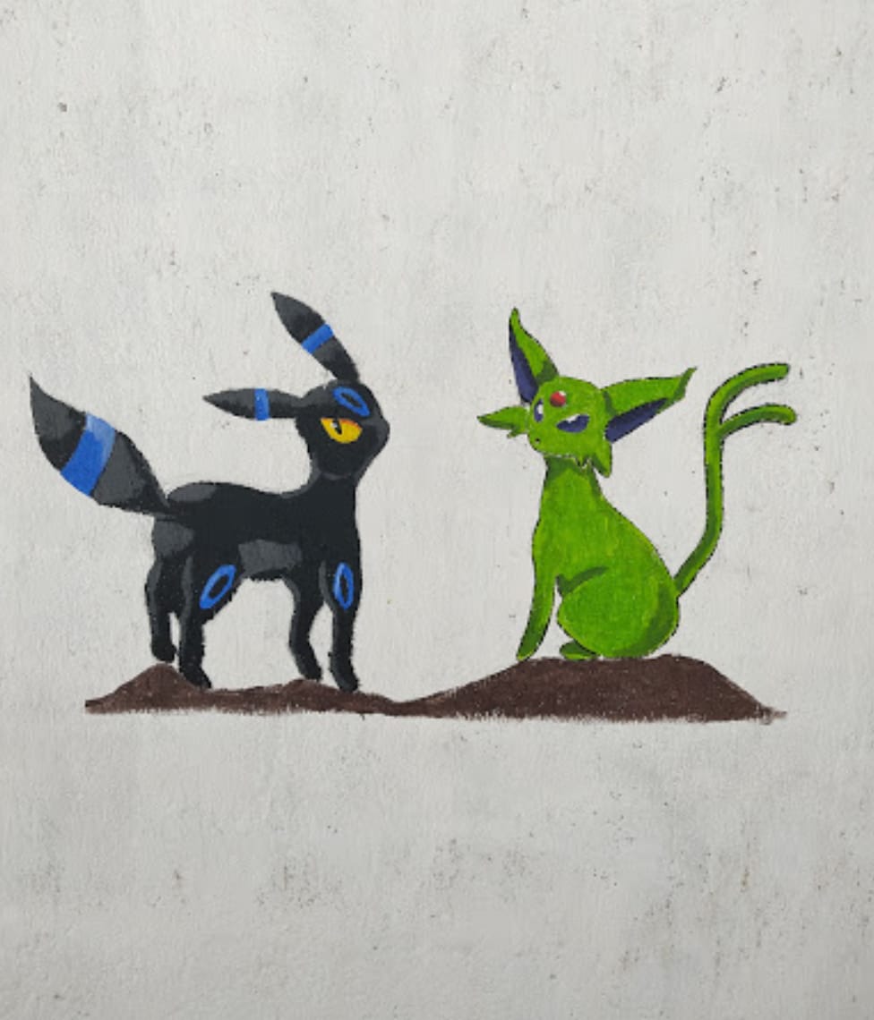 Mural de Espeon y Umbreon Shiny.