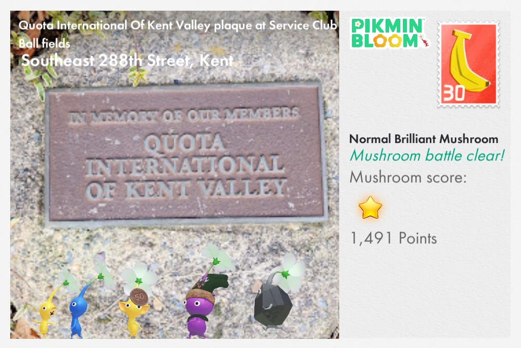 Quotalntenational OfKent Valley plaque at Service Club Ball fields